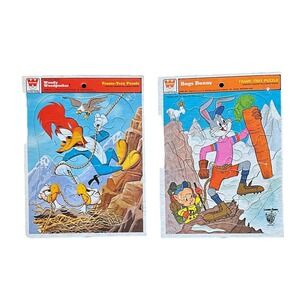 Vintage Frame Tray Puzzles Woody Woodpecker/Bugs Bunny Looney Tunes Lot Of 2